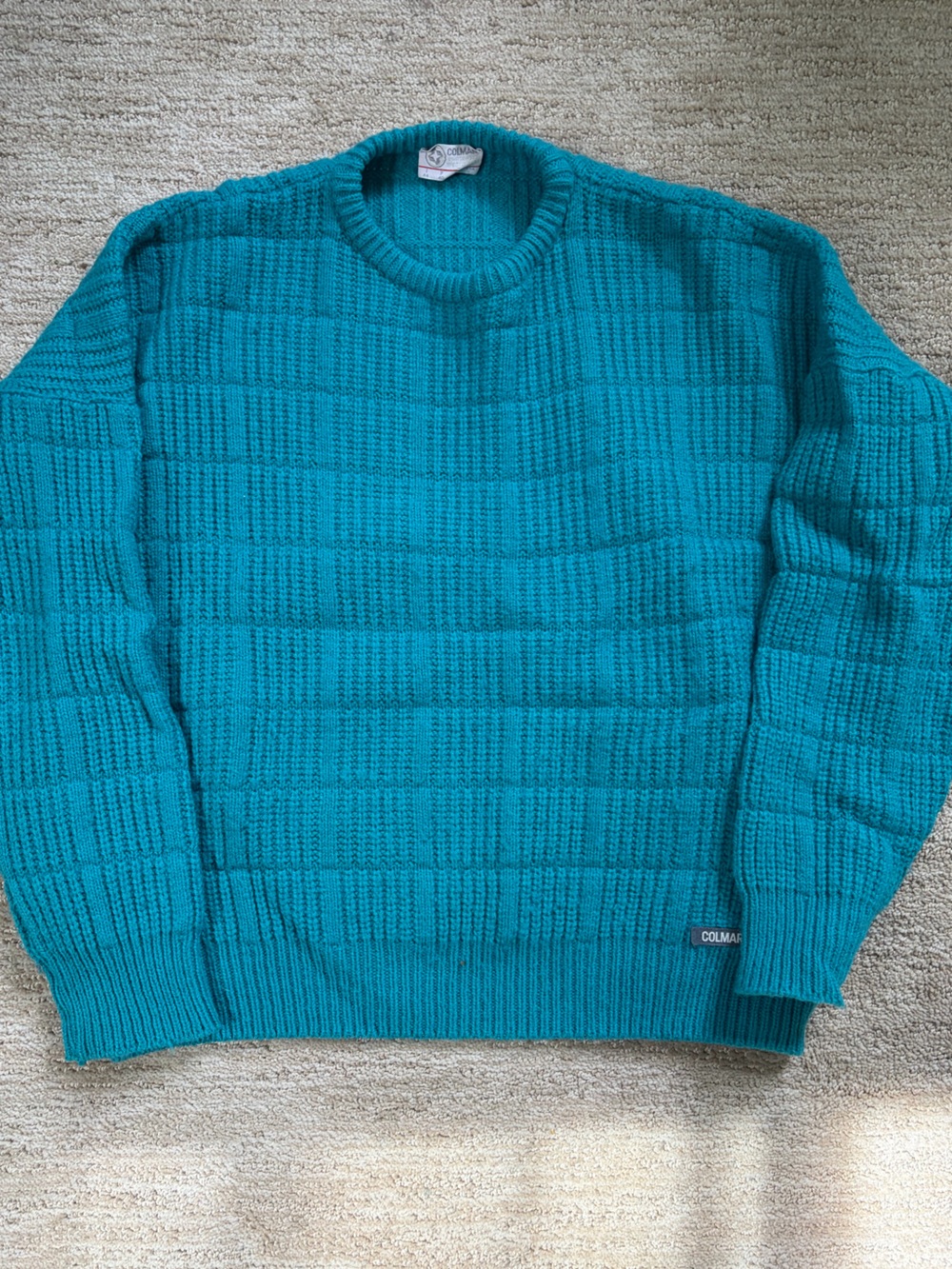 Vintage COLMAR sweater in a gorgeous saturated teal/turquoise